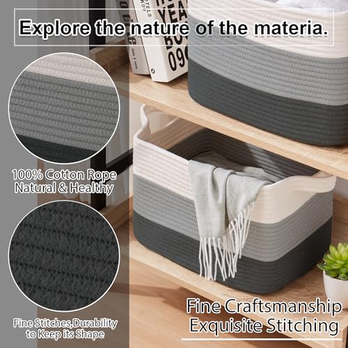 Cotton Rope Storage Baskets for Organizing Dark Gray 3