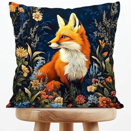 William Morris Abstract Vintage Floral Velvet Fox Design Throw Pillow Covers Home Decor