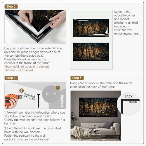 36"x72" Extra Large Framed Wall Art Magical Firefly Night Forest