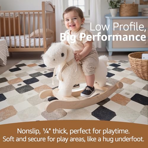 8x10 Kids Playroom Rug Washable Diamond Nursery Play Mat Marble (80 Sq Ft)