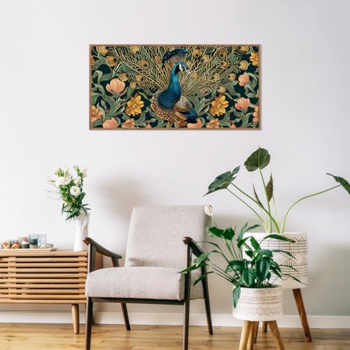 Boho Peacock Framed Canvas Wall Art