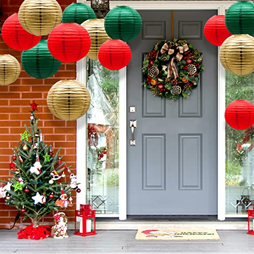 21 Pack Green Red Gold Hanging Paper Lanterns Decorative