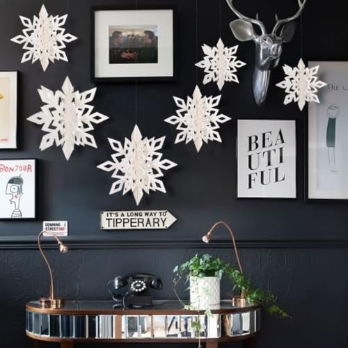 Christmas Hanging Paper Snowflakes for Winter Wonderland Frozen Party Decor