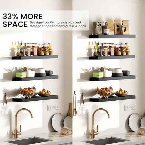 Black Floating Shelves 15.7in