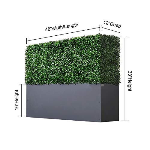 Upgraded Artificial Boxwood Hedge Wall with Gray Color Planter Box