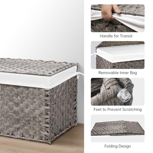 Large Wicker Storage Basket with Lid