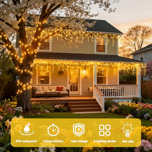 Icicle Lights for Outside (48.64 Foot)