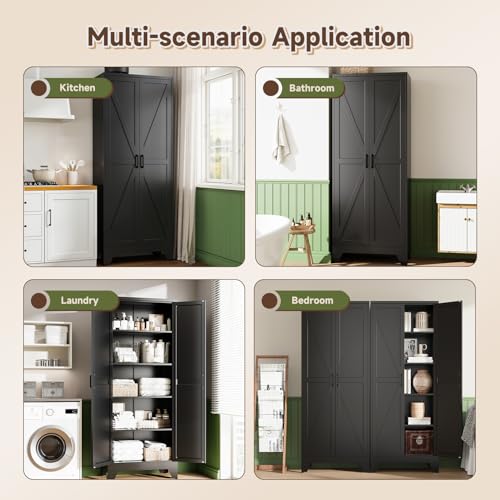 75" H Metal Storage Cabinet with 2 Doors and 4 Shelves