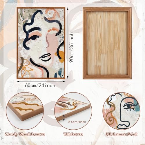 KAlRNE Boho Matisse Framed Abstract Woman Large Wall Art Set (3 Count)