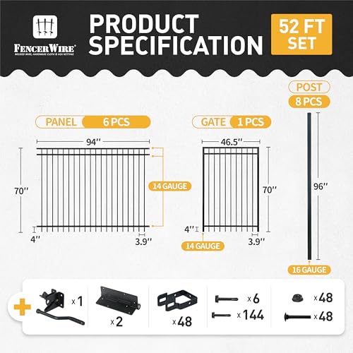 52FT Heavy Duty Flat Top Fence Barrier Kit
