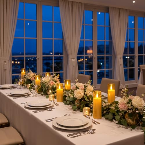 Amber Flameless LED Pillar Candles (9 Count)