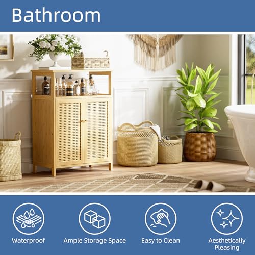Rattan Bathroom Storage Cabinet