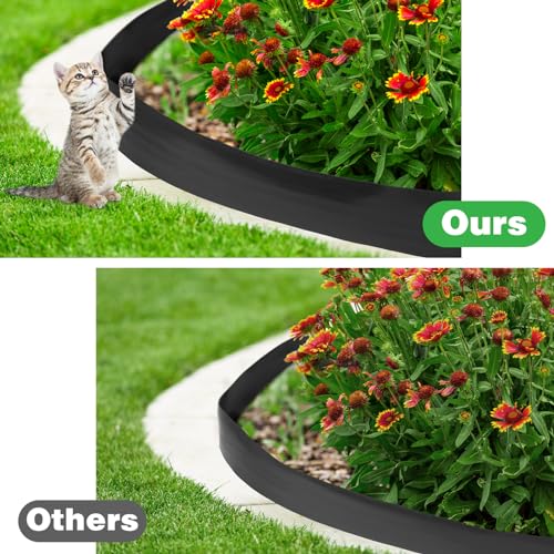 6 Inch Tall 66 ft Length Landscape Plastic Edging Kit with Hammer Spikes Plastic Garden Flower Bed Edging Landscape Border for Gardens Border Grass Yard Lawn