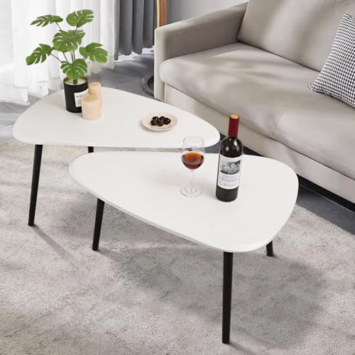 Nesting Triangle Coffee Table End Tables Set of 2 for Living Room Bedroom (2 Count)