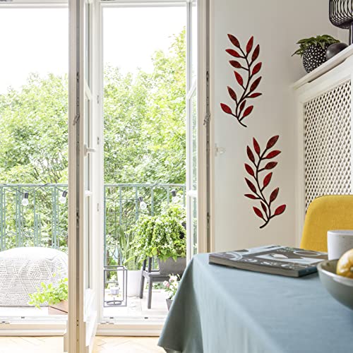 2 Pcs Metal Leaf Wall Art Vine Branch Decor (2 Count)