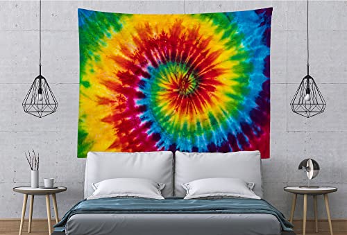 10x6.5ft Tie Dye Tapestry Colorful Red Blue Yellow Green Orange Purple Retro Abstract Psychedelic Swirl Wall Hanging Living Room Bedroom Dorm Home Decor （Pattern Painted on Polyester Fabric）