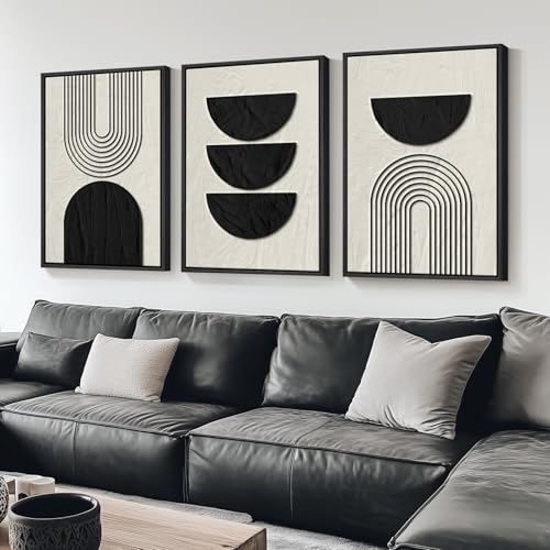 Large Framed Boho Neutral Abstract Wall Art (3 Count)