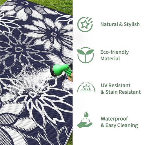 Outdoor Rug Waterproof 5'x8' Plastic Rugs for Patio