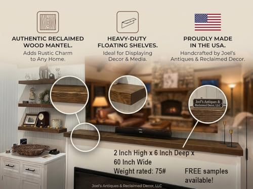 72 Inch Wooden Floating Shelves for Wall