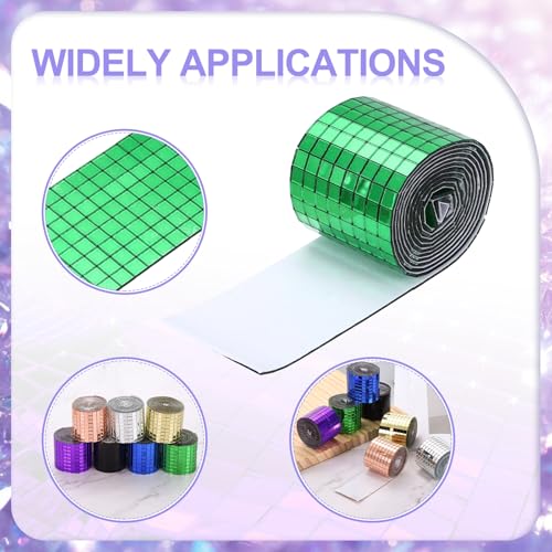 Self Adhesive Glass Mirror Mosaic Tiles 3200 Pcs 5 x 5 mm Disco Tiles for Craft Decoration Glass Mirror Disco Ball Green 2 Pcs (2 Count)