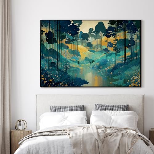 46"x72" Extra Large Framed Wall Art Whimsical Fantasy Forest