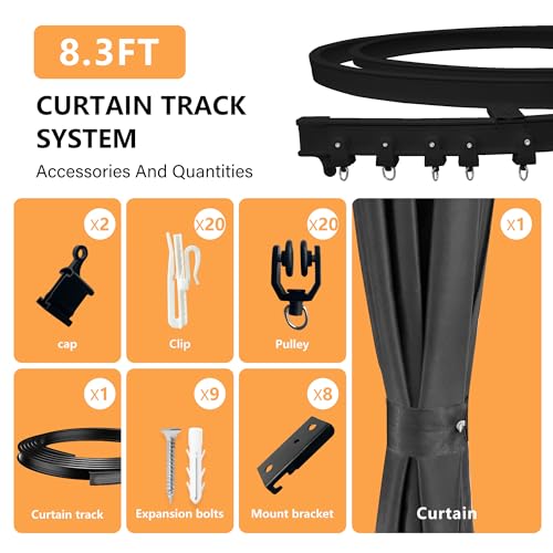 Room Divider Curtains with Flexible Ceiling Tracks Set