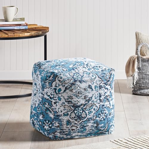 Boho Handmade Fabric Cube Pouf Ottoman Foot Stool