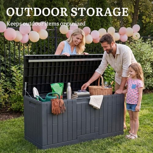 Large Deck Box 120 Gallon Resin Outdoor Storage Box