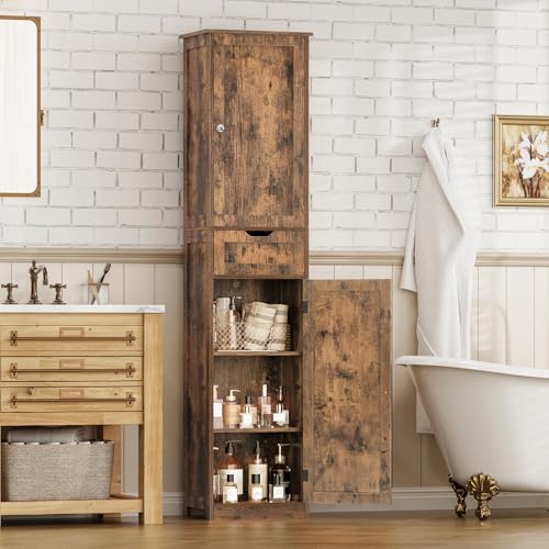66.9" Tall Bathroom Storage Cabinet with 2 Doors & 1 Drawer