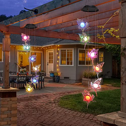 Solar Wind Chimes for Outside Changing Colors Fairy Wind Chime Lights Windchimes Outdoors Unique Decorative Mobile Gifts for Mother's Day Thanksgiving Christmas Birthday