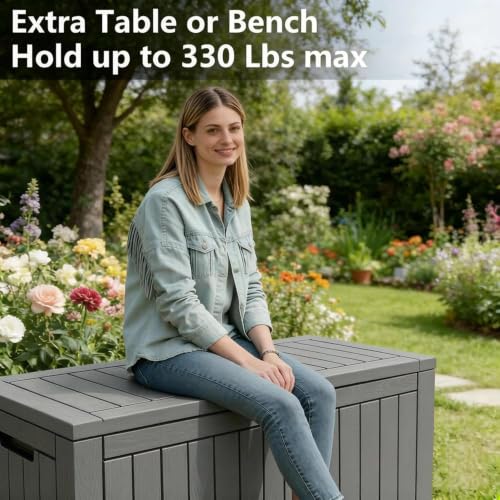 120 Gallon Outdoor Storage Box Waterproof Deck Box for Patio