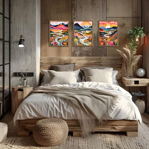 Wood Frame Boho Colorful Wall Art (3 Count)