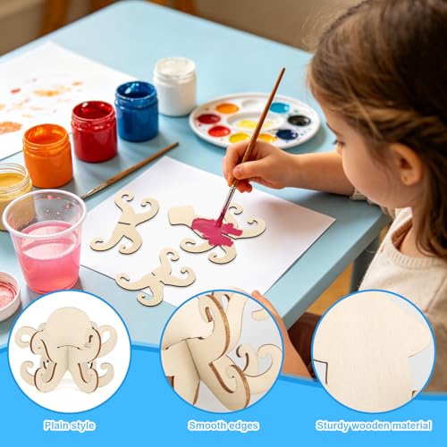 DIY 3D Summer Ocean Wood Crafts to Paint for Kids Adults (24 Count)