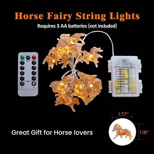 Fairy Pony String Lights Unique Decorative Light Horse Gifts for Girls Cute Lights 20LEDs 8ft Battery Operated for Birthday Horse Lover Xmas Thanksgiving Decor (8 Foot)