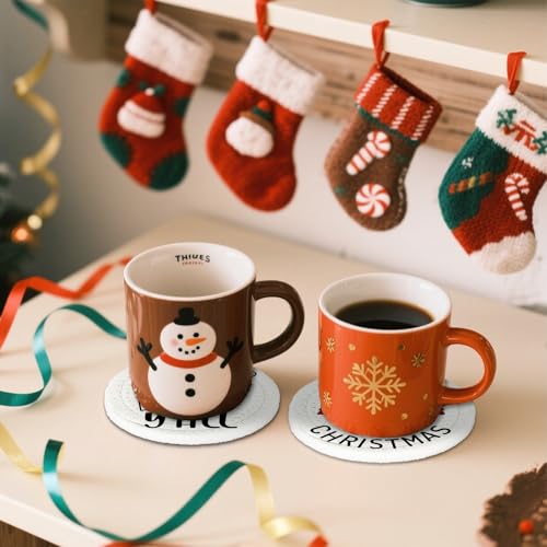 Merry Christmas Cotton Coasters Xmas Plaid Tree Gnome Handmade Braided Drink Coasters Absorbent Cup Mats for Christmas Holiday Party Home Table Decor (4 Count)