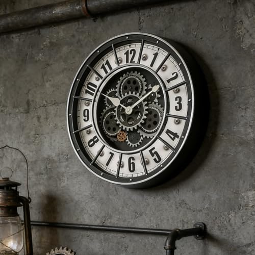 18 Inch Wall Clock with Moving Gears