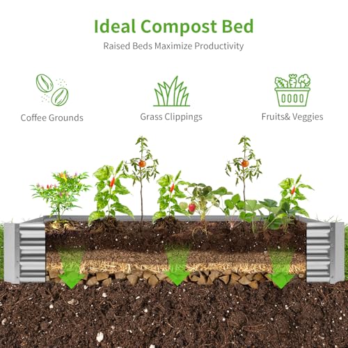 2 Pack 6×3×1ft Galvanized Metal Raised Garden Bed (2 Count)