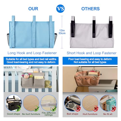 Bedside Caddy Hanging Bed Organizer Storage Bag Pocket for Bunk and Hospital Beds