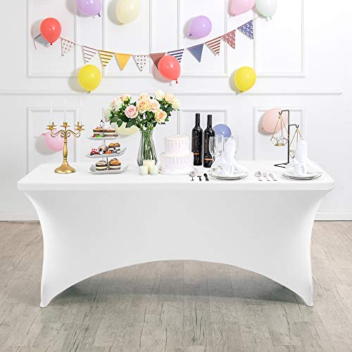 Spandex Table Cover for 8FT or 4ft or 6ft Table Universal Fitted Stretch Tablecloth for Party