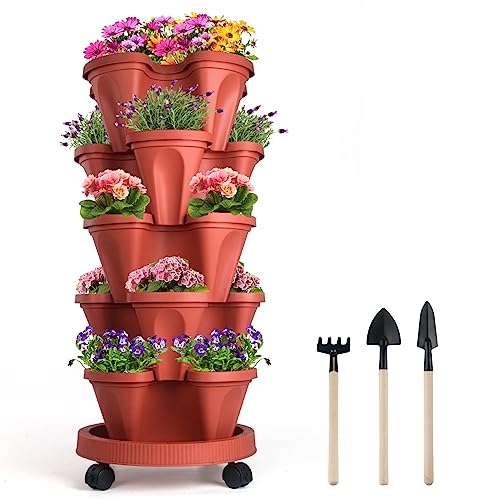 Stackable Planters 5 Tier Vertical Garden Planting Tower Planters Strawberry