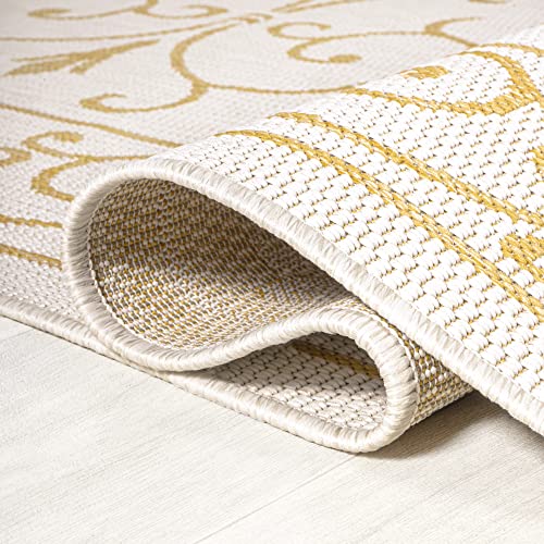 Vintage Filigree Indoor Outdoor Area Rug 9X12 Cream