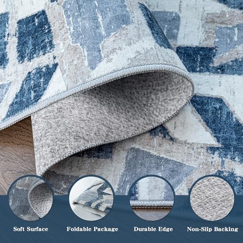 Blue 6X9 Area Rugs for Living Room Bedroom (54 Sq Ft)