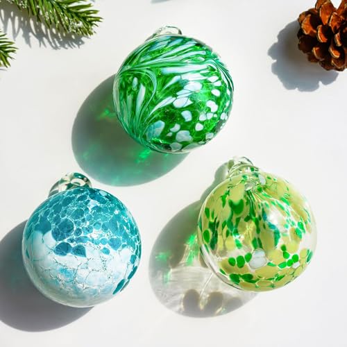3Pcs Hand Blown Glass Gazing Balls 2.3in Hanging Friendship Ball for Garden (3 Count)