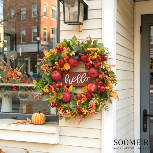 Fall Wreaths for Front Door 24 Inch Autumn Rustic Harvest Apple Wreath