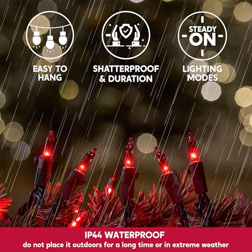 Red Christmas Lights Outdoor (200 Count)