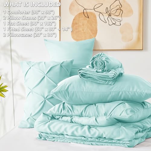 Oversized Queen Comforter Set Spa Blue
