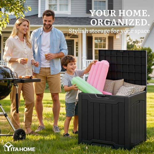 31 Gallon Resin Deck Box Outdoor Storage Box and Waterproof