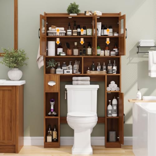 Farmhouse Over The Toilet Cabinet with 3 Acrylic Doors