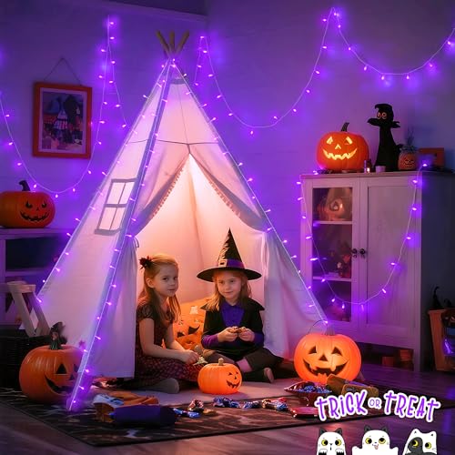 33ft 100 LED Purple Halloween Lights Battery Operated (100 Count)