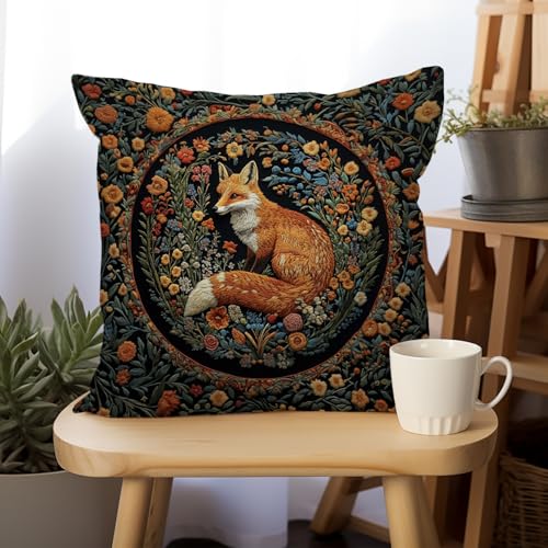 William Morris Abstract Vintage Floral Velvet Fox Design Throw Pillow Covers Home Decor